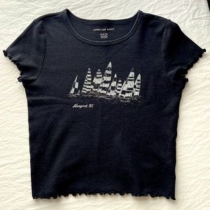 American Eagle Women’s Black Crop Top Knit Shirt XS